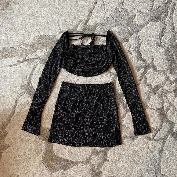 Fashion Nova // Rhinestone Skirt Set // Size S - Picture 2 of 13